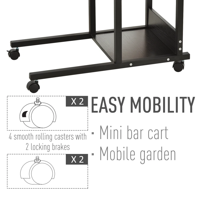 HOMCOM Mobile Standing Desk, Adjustable Height 31.5 inch Stand Up Desk with Wheels for Home Office, Black