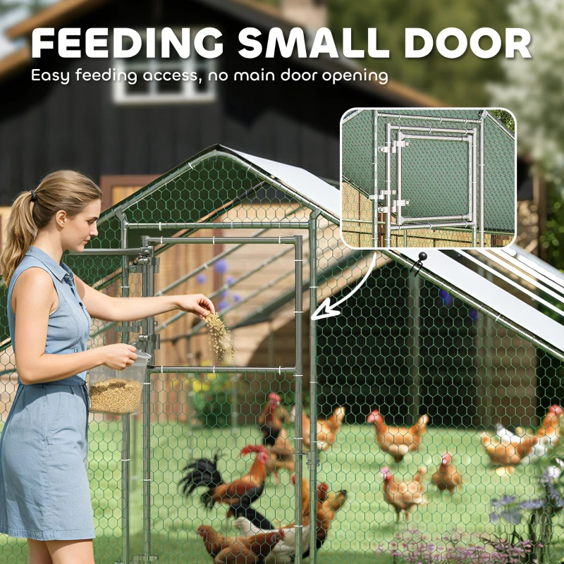 PawHut Large Chicken Coop with Waterproof and Anti-UV Cover, Spire Shaped for Outdoor and Yard Farm Use, 39' x 10' x 6.4'