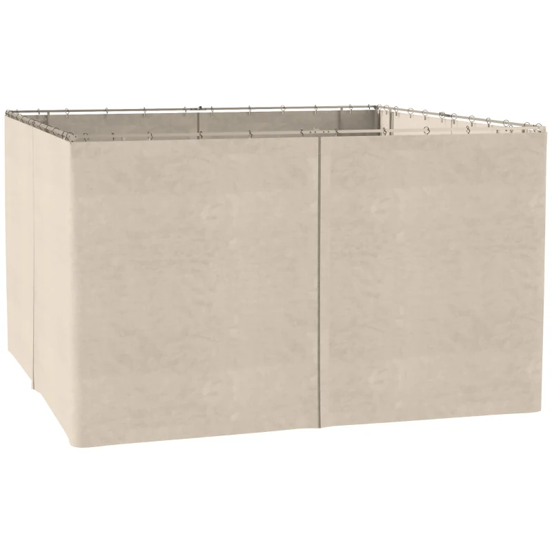 Outsunny Gazebo Curtains, 10' x 13' Universal Replacement Privacy Curtain, 4-Panels Sidewall with Hooks/C-Rings, Beige