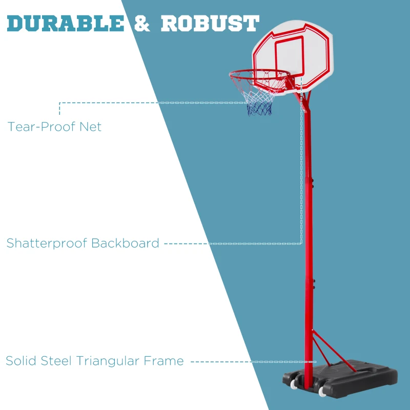 Soozier 6.9-8.5FT Basketball Hoop, Outdoor Adjustable Basketball Goal with Shatterproof Backboard, Built-in Wheels, for Youth, Adults, Indoor, Outdoor