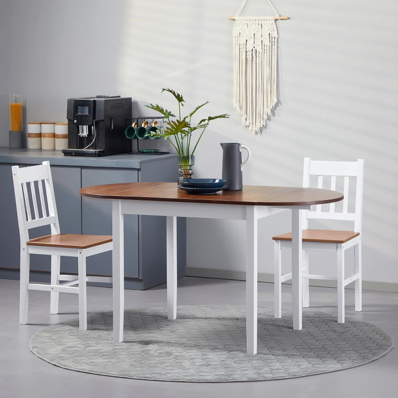 HOMCOM 55" Wood Kitchen Table, Drop Leaf Tables for Small Spaces, Brown