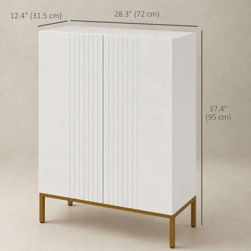 HOMCOM Shoe Storage Cabinet with Adjustable Shelves and Soft-Close Hinges, for 15-20 Pairs of Shoes, White