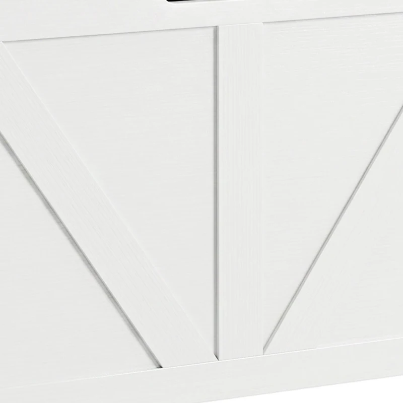 HOMCOM 31.5 Inches Storage Chest, Storage Trunk with Safety Hinge for Living Room, White Wood Grain