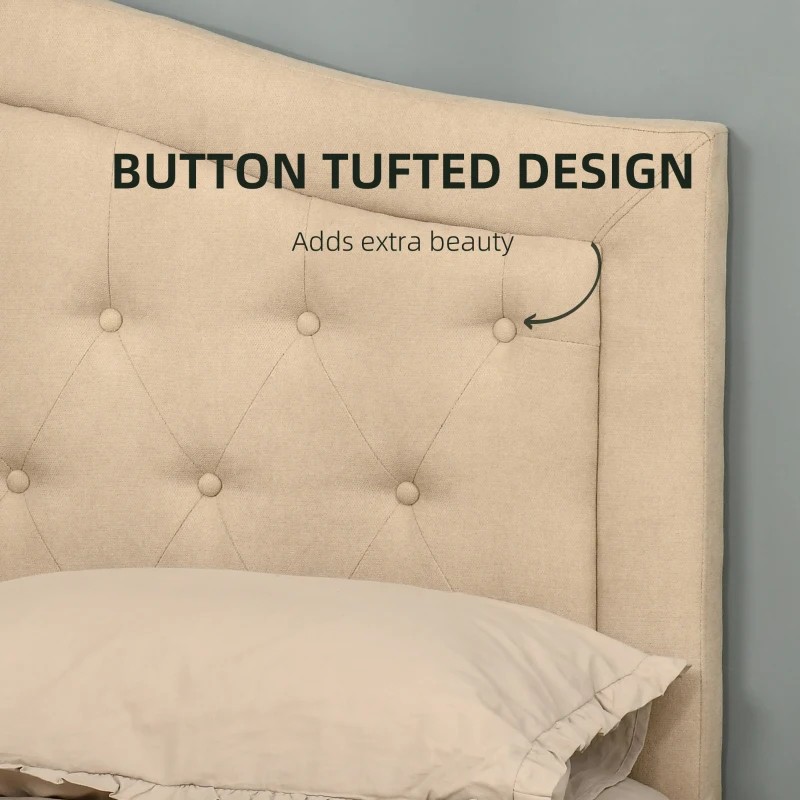 HOMCOM Upholstered Headboard, Button Tufted Bedhead Board, Home Bedroom Decoration for Full-Sized Beds, Beige