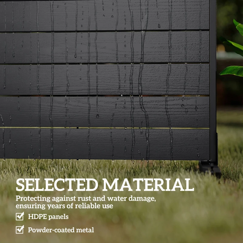 Outsunny HDPE Outdoor Privacy Screen, 47.2"W x 68.5"H Decorative Privacy Fence Screen with Stand and 6 Panels, Black