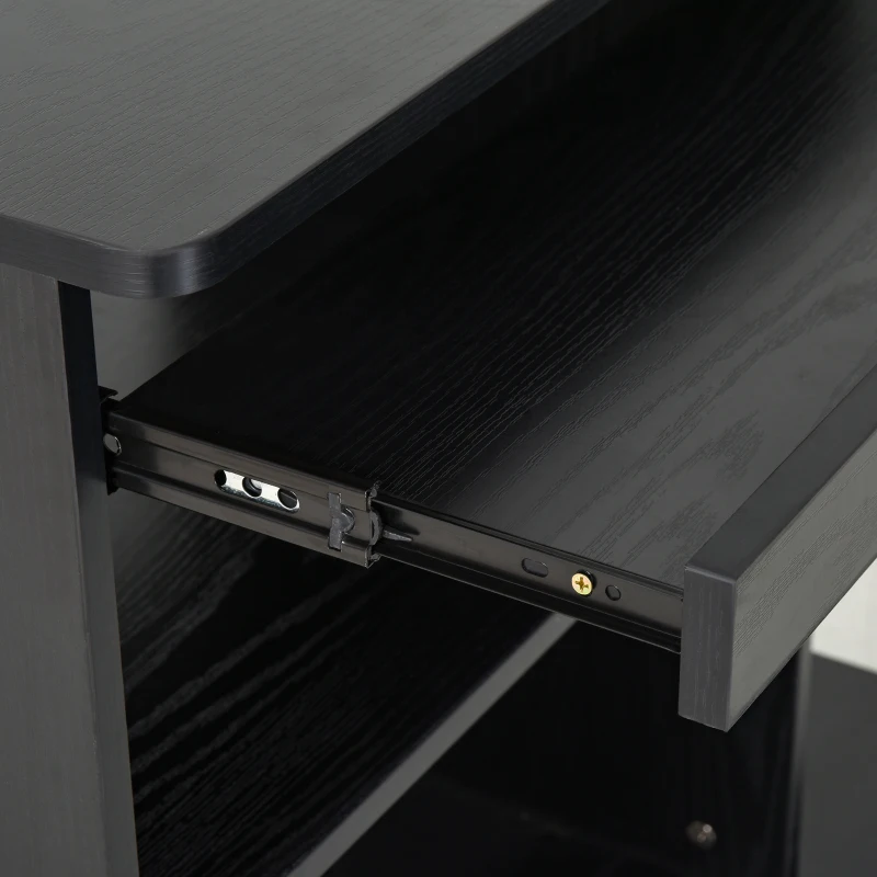 HOMCOM Computer Desk Cart, Mobile Small Office Workstation with Slide-Out Keyboard Tray, Adjustable Shelf, & CPU Stand, Black