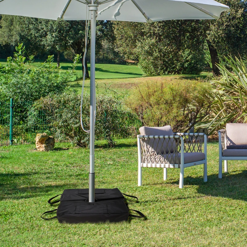 Outsunny 2pc Umbrella Base, Weight Bag, Garden Parasol Weight Base, Filled Sand Fits Most Umbrella w/ Scoop Up 55lbs, Black