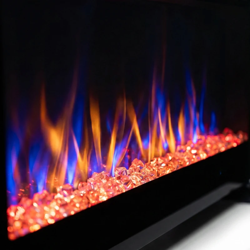 HOMCOM 60" Electric Fireplace, Ultra-Thin Recessed, Wall Mounted and Freestanding Fireplace w/ Flame Effect, 750W/1500W, Black