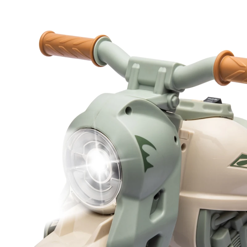 Qaba Ride On Motorcycle, 6V Ride on Bubble Car, 3 Wheeled Electric Motorcycle for Kids w/ LED Headlight, Music, Cream White