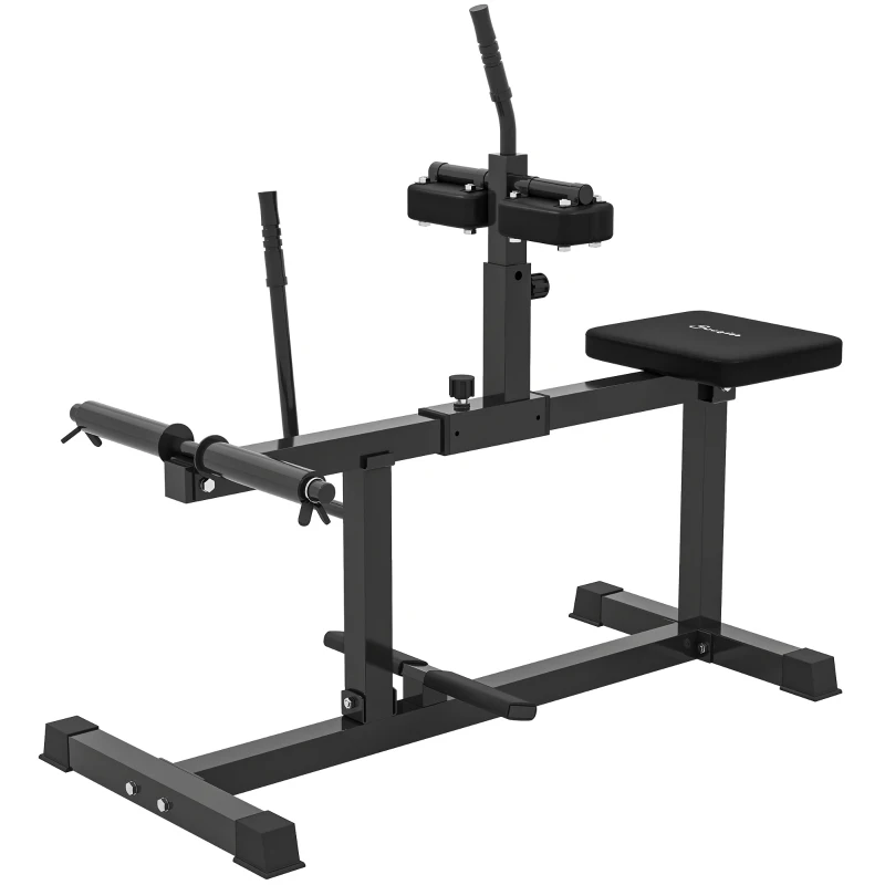 Soozier Adjustable Steel Seated Calf Raise Exercise Strength Training Gym Equipment, Black
