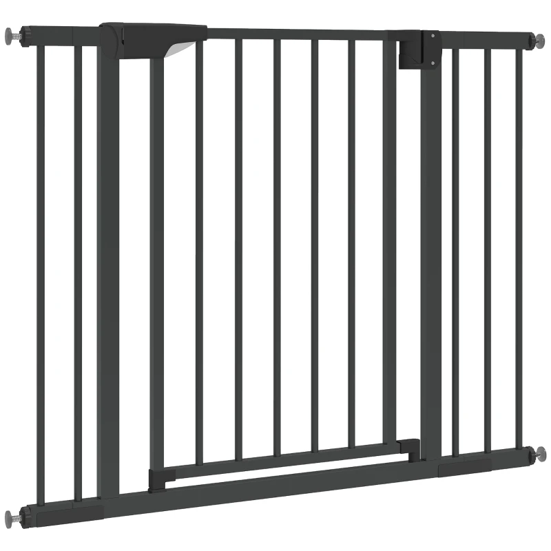 PawHut Baby Gate, Pet Safety Gate Pressure Fit, 30"-40" Wide with Two-Way Open, Auto-Close for Stair, Doorways, Hallways, Black