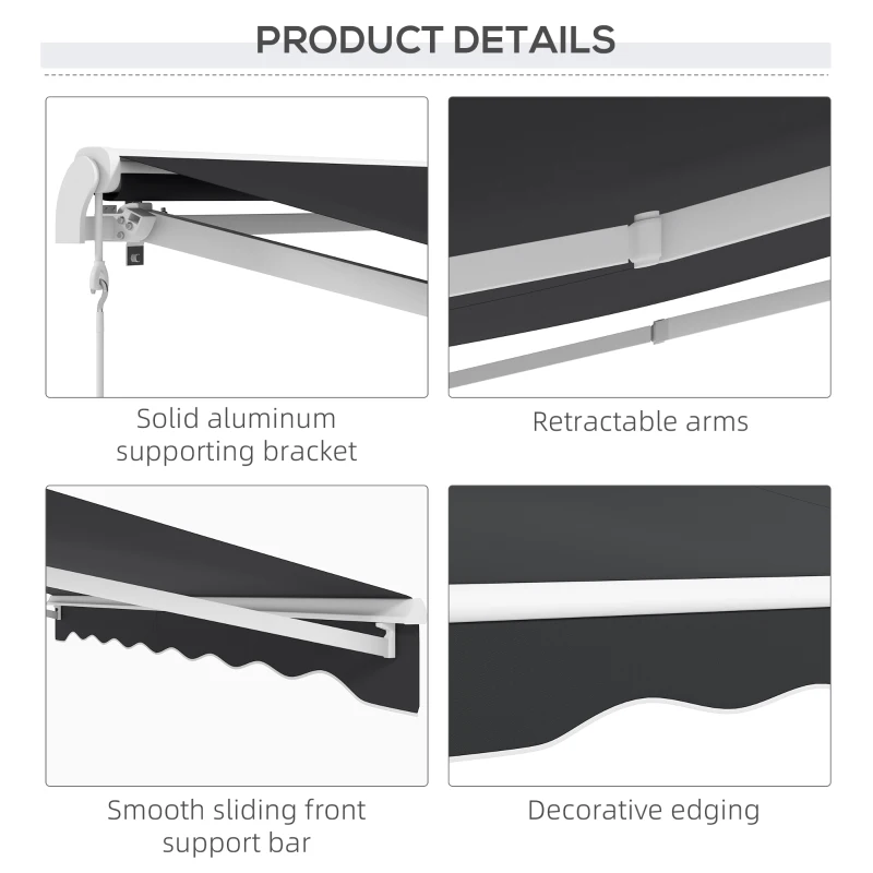 Outsunny 10' x 8' Electric Retractable Awning, Sun Shade Shelter，Remote Controller and Crank Handle for Deck, Balcony, Yard,
