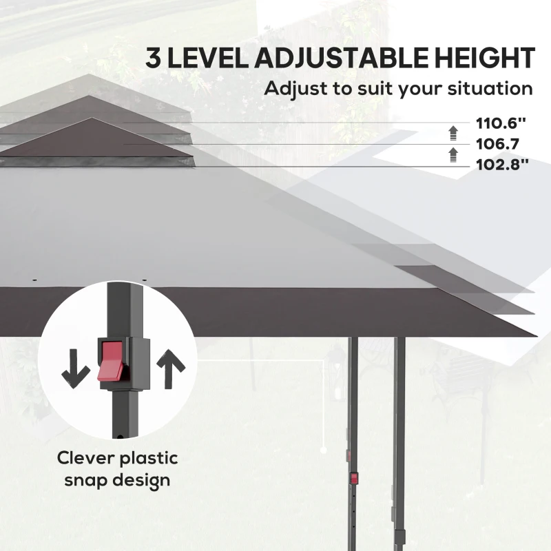 Outsunny 13' x 13' Pop Up Canopy Tent, UPF50+ Tents for Parties, Height Adjustable, with Wheeled Carry Bag and 4 Sand Bags, Gray