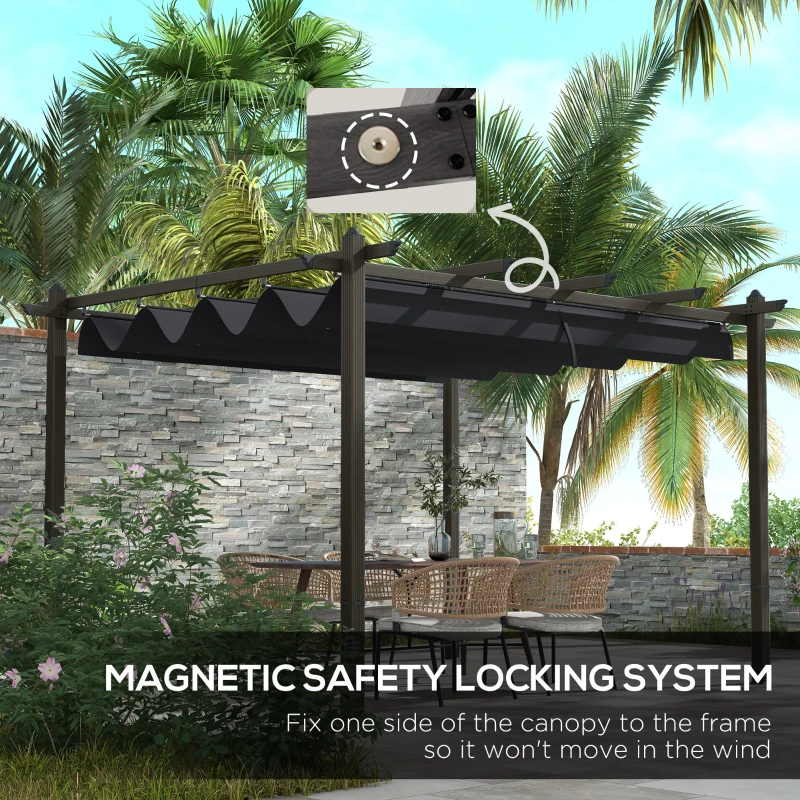 Outsunny 10' x 13' Retractable Pergola Canopy, Aluminum Pergola Sun Shade Shelter for Garden, Patio, Backyard, Deck, Gray