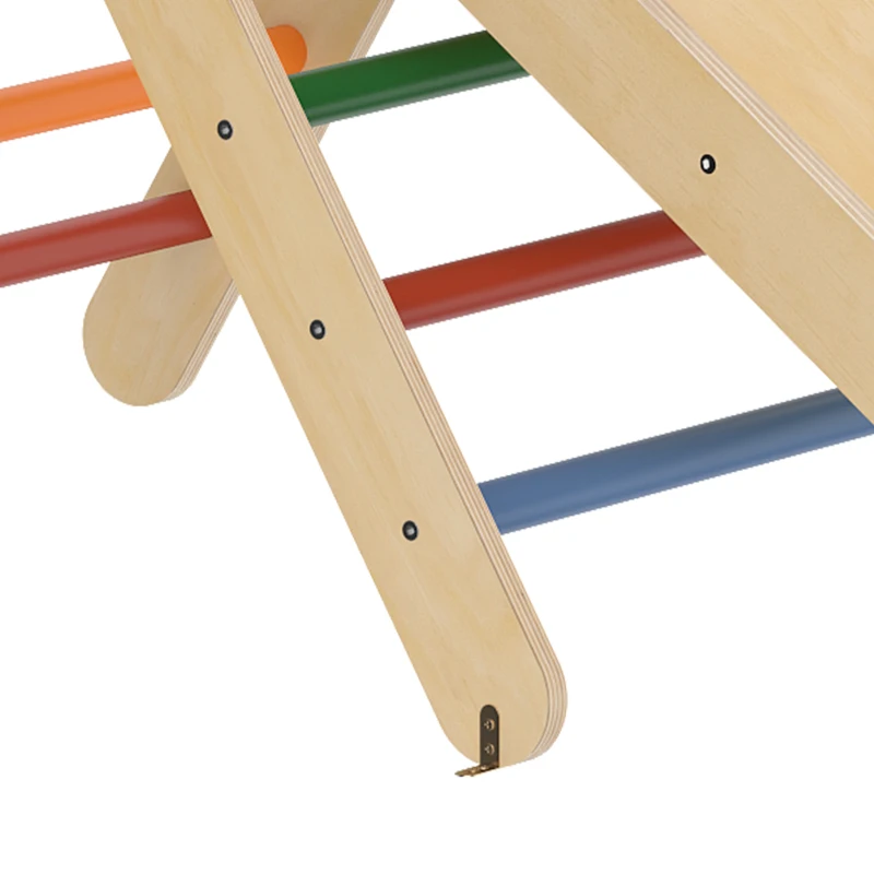 Qaba Pikler Triangle Set, 3 in 1 Climbing Toys with Ramp for Toddlers, Nature Wood