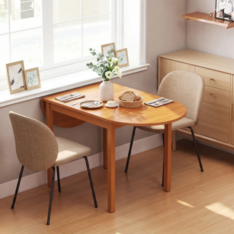 HOMCOM 55" Wood Kitchen Table, Drop Leaf Tables for Small Spaces, Walnut