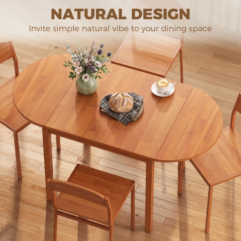 HOMCOM 55" Wood Kitchen Table, Drop Leaf Tables for Small Spaces, Walnut
