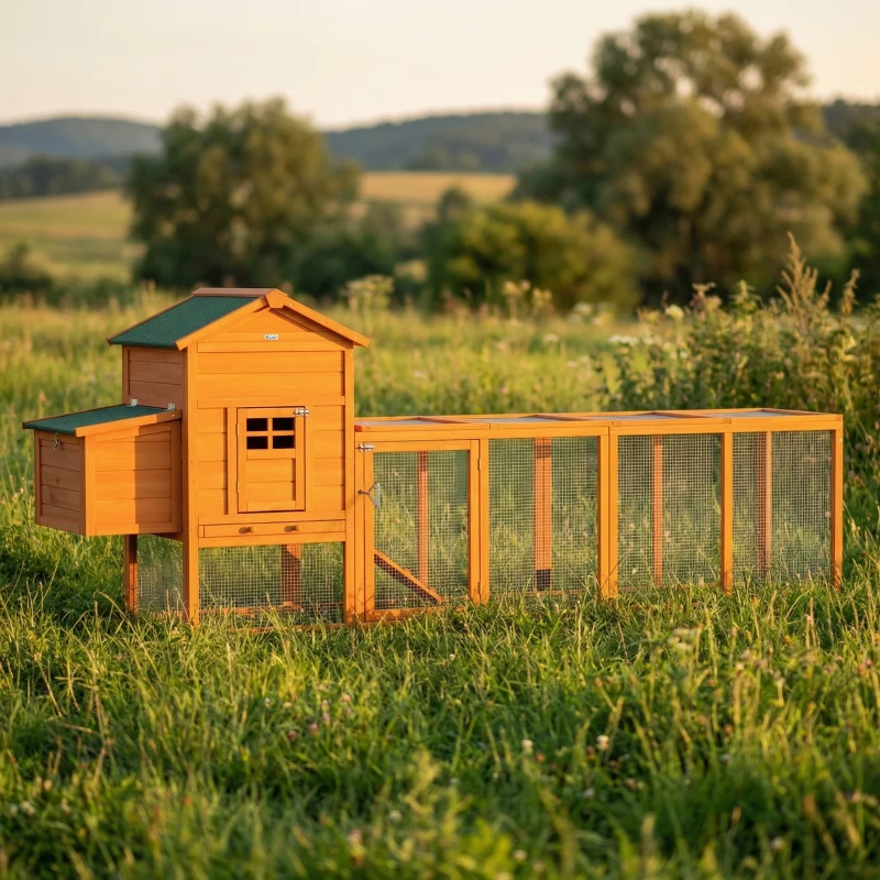 PawHut Extra Large Run Included Chicken Coop with Removable Tray Orange