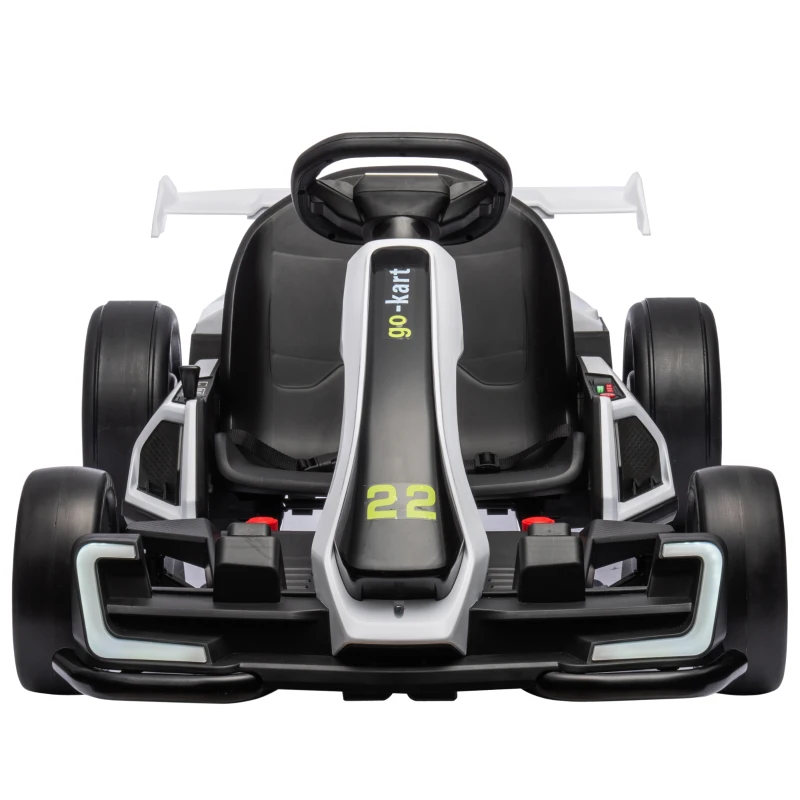Aosom 24V 7.5 MPH Electric Go Kart with Adjustable Seat, Slow Start, White
