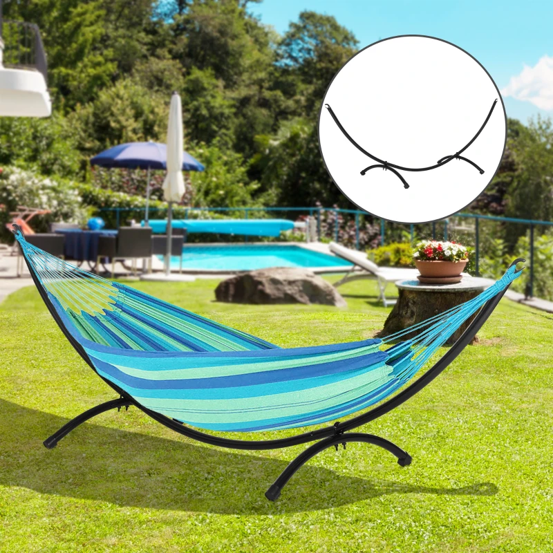 Outsunny 10' Hammock Stand with Steel Frame, Hammock Chair Stand Only for Garden, Camping, Picnic, Outdoor, Patio, Fits 110.2"-114.2" hammocks, Black