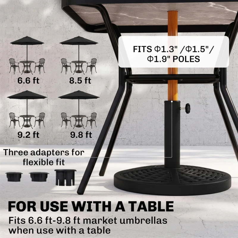 Outsunny 30 lbs. Market Umbrella Base Holder 18" Heavy Duty Round Parasol Stand with Rattan Design for Patio, Black