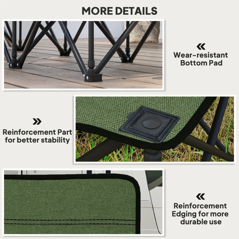 Outsunny 6 Seat Folding Camping Chair with Cup Holder and Carrying Case for Camping, Picnic, Sports Events, Dark Green