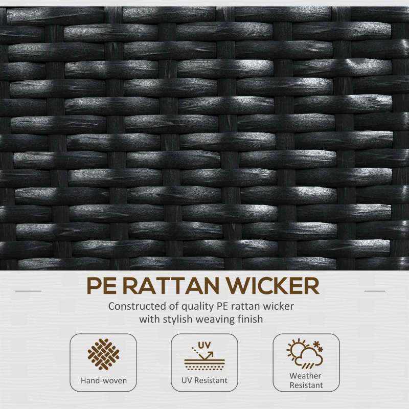 Outsunny Raised Garden Bed with Lattice Trellis, Rattan Outdoor Planter with Storage for Garden, Patio, Balcony, Black