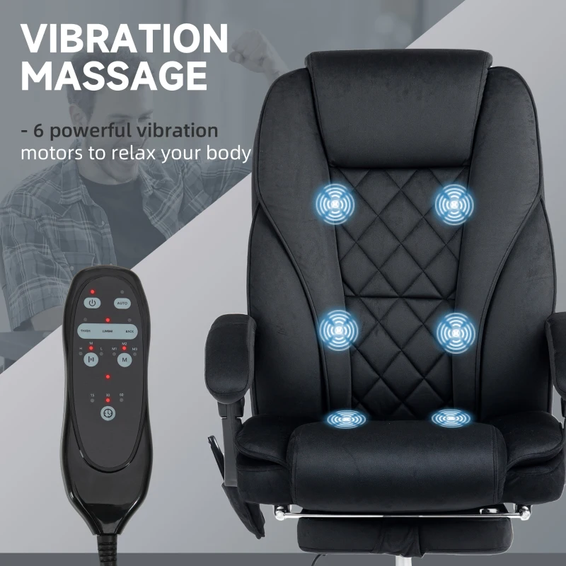 Vinsetto Massage Office Chair, Reclining Computer Chair with Adjustable Height and Footrest, Black