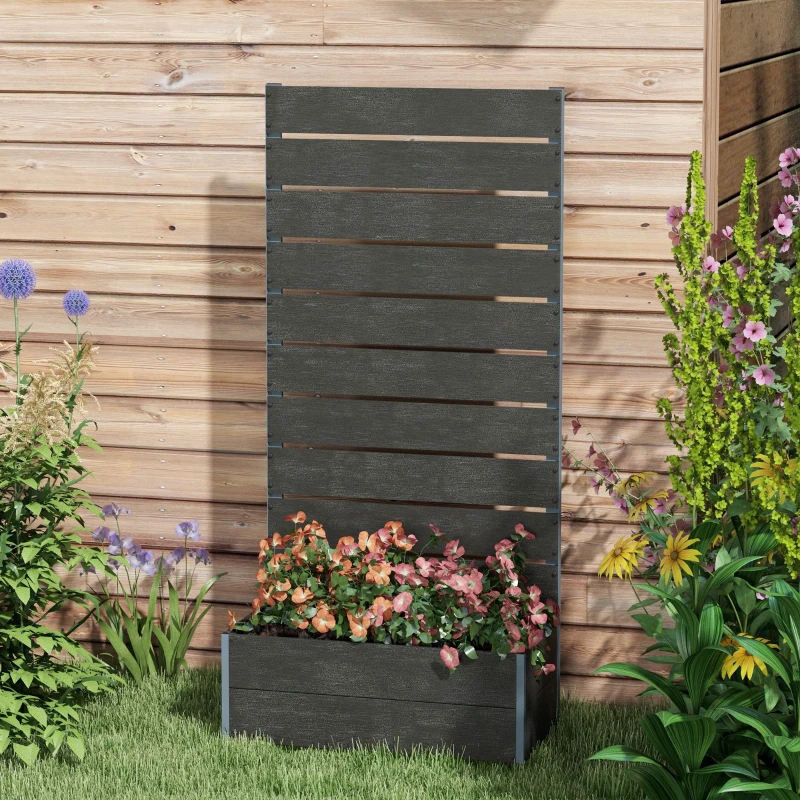 Outsunny Trellis Planter for Climbing Plants, Raised Garden Bed with Trellis, Planter Box for Outdoor, 28.25" x 15" x 59", Black