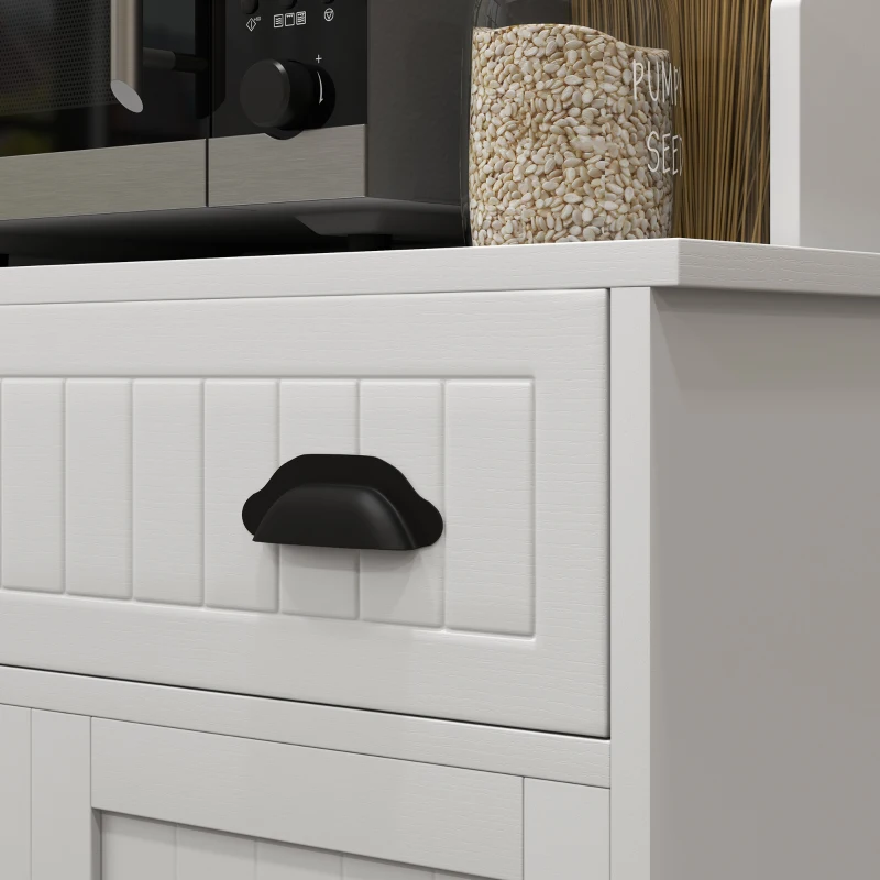 HOMCOM Kitchen Microwave Cabinet with Drawer, Cabinet and Adjustable Shelf, Buffet Cabinet with Hutch for Dining Room, White
