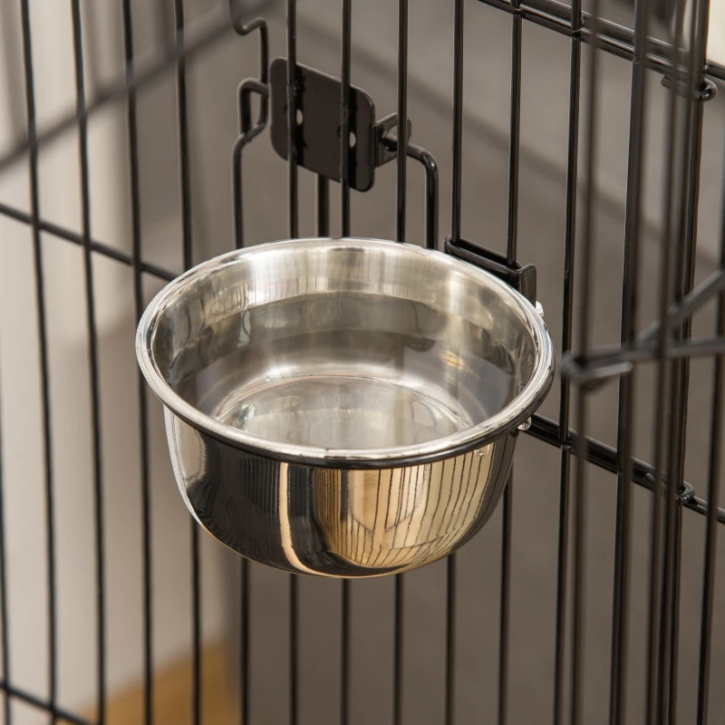 PawHut Bird Cage 57 Inch Flight Cage for Cockatiel, Conure with Rolling Stand, Pull Out Tray, Storage Shelf, Open Top