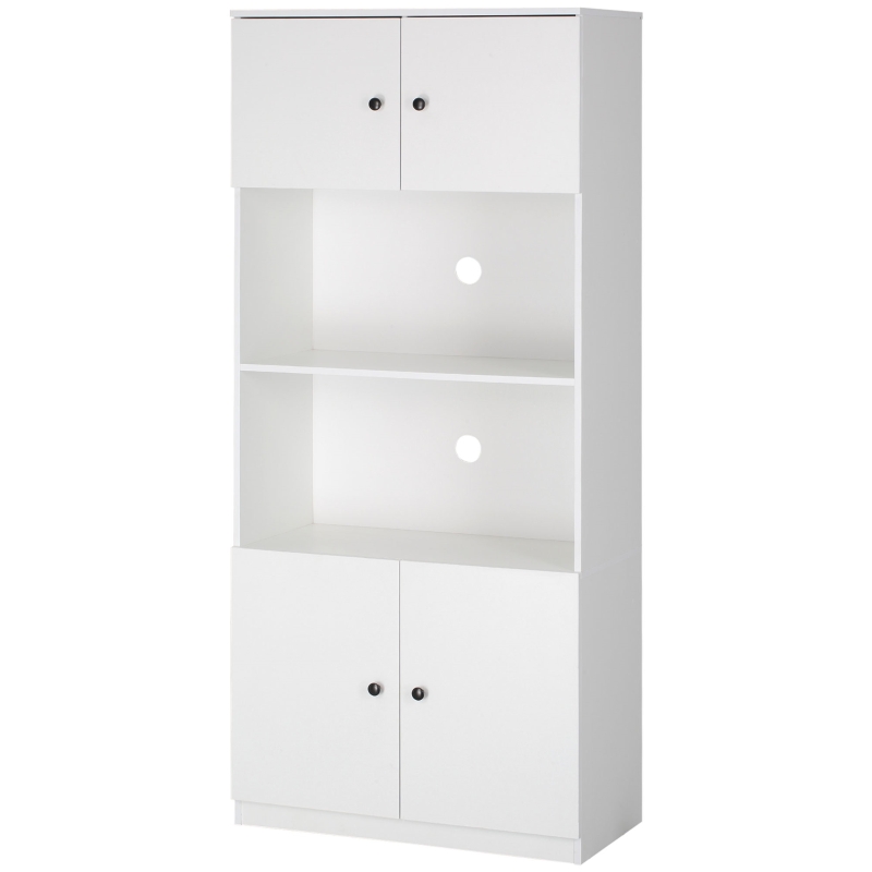 HOMCOM 71" Kitchen Buffet with Hutch, Pantry Storage Cabinet with Shelves and Microwave Countertop, White
