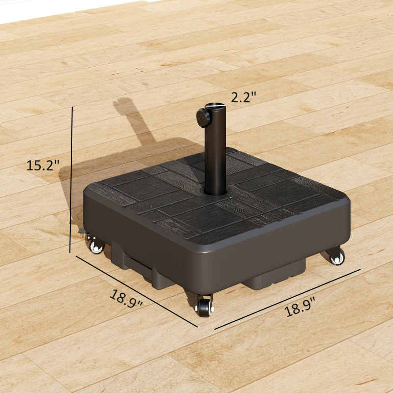 Outsunny Patio Umbrella Base Outdoor Umbrella Stand with Wheels for 1.5"/1.9" Poles