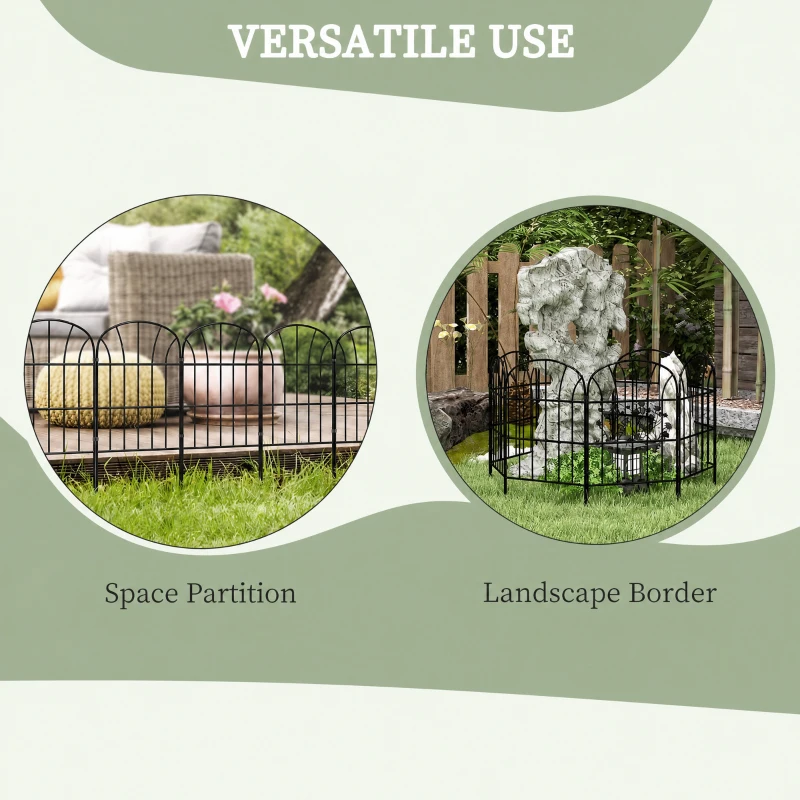 Outsunny 8 Pack Garden Fencing for Yard, Decorative Fence Panels as Flower Edging, Grids