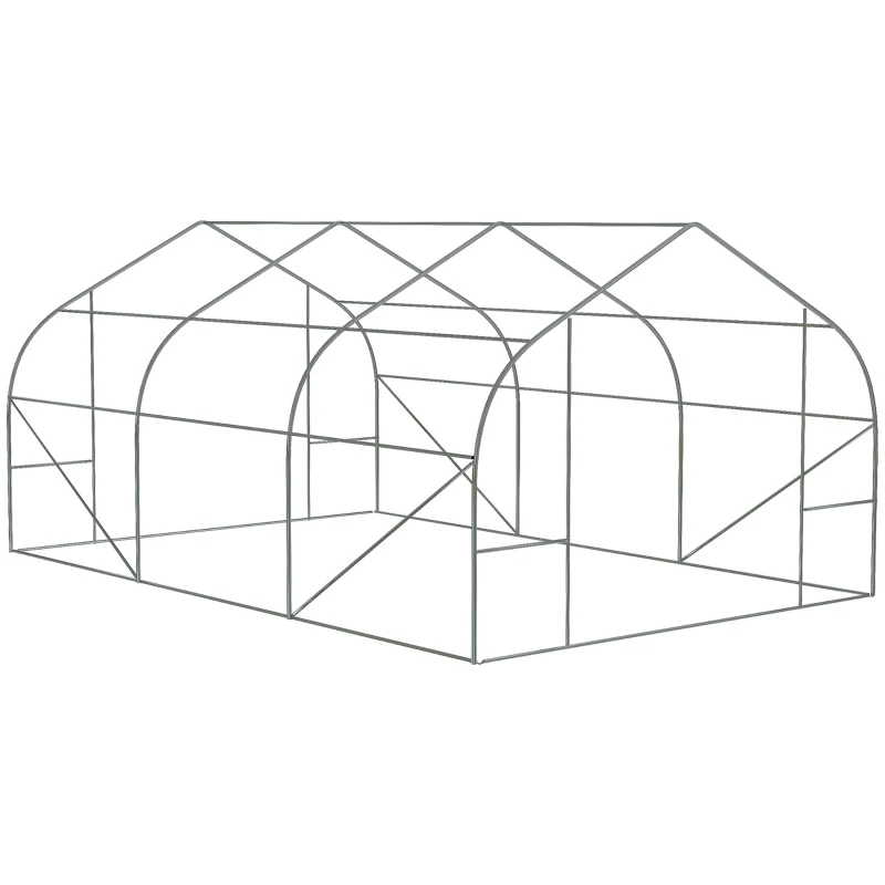 Outsunny 11.5 x10 x6.5 ft Walk-in Tunnel Greenhouse with Zippered Mesh Door and 8 Mesh Windows, Gardening Plant Hot House with Galvanized Steel Hoops, Green