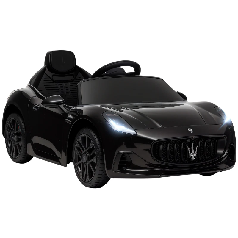 Qaba Maserati Gran Turismo Licensed 12V Kids Electric Car w/ Remote Control, Soft Start, LED Lights, Music, Horn, Black(m-11)