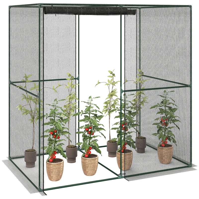 Outsunny 6' x 4' x 6' Crop Cage, Plant Protection Tent with Zippered Doors for Vegetable Garden, Backyard, Black