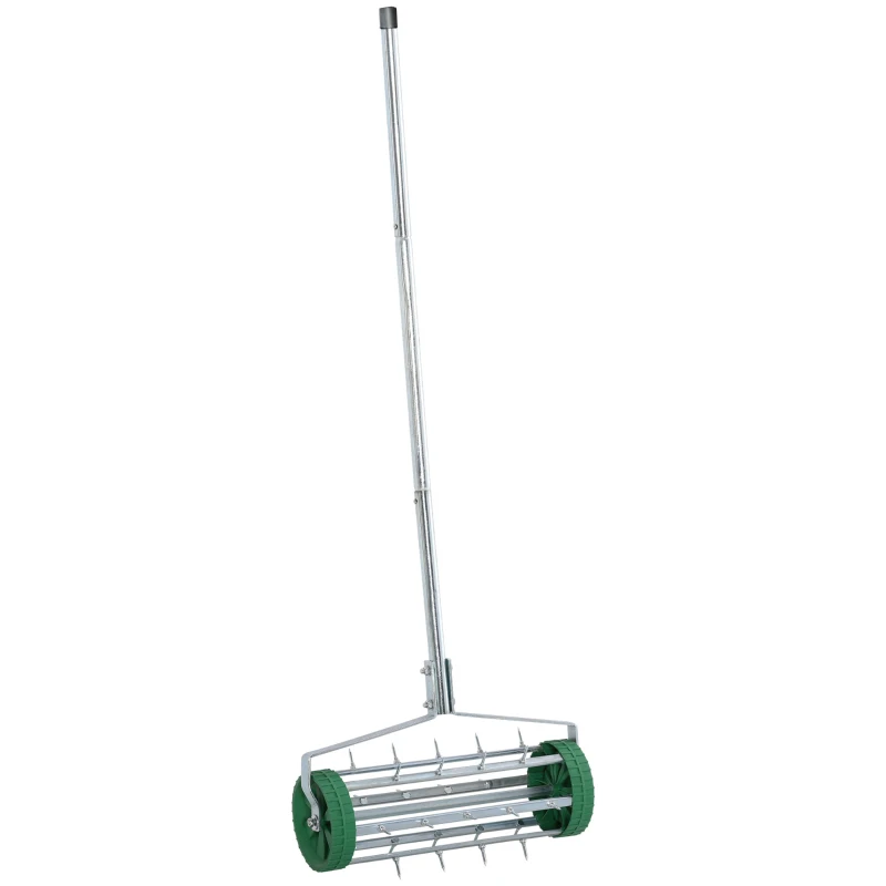 Outsunny Manual Lawn Aerator with Adjustable Handle, Lawn Aerator Machine, Grass Aerator for Lawn, Yard, Garden