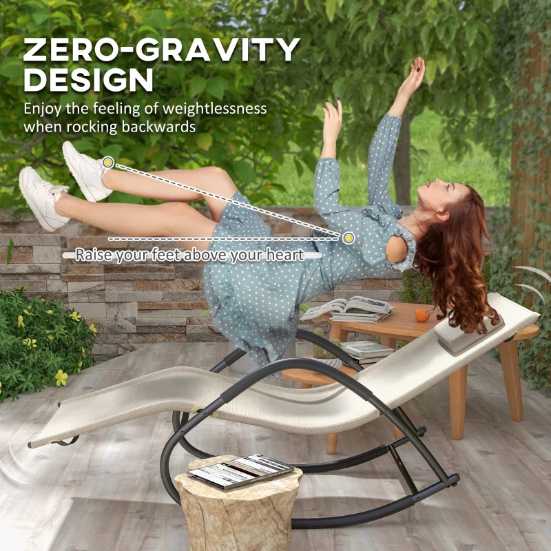 Outsunny UV Water Resistant Rocking Chair for Sunbathing, Lawn, Garden or Pool, Light Brown