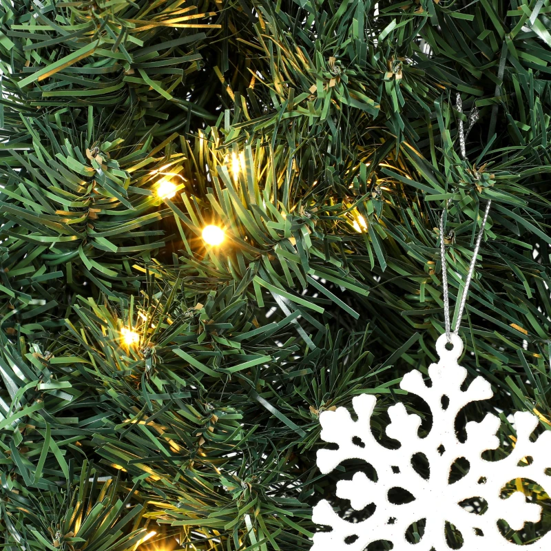 HOMCOM Artificial Xmas Wreath, 48 Inch Pre-Lit Christmas Wreath with 200 LED Lights, Lighted Bow and 31 Ornament Set, Green
