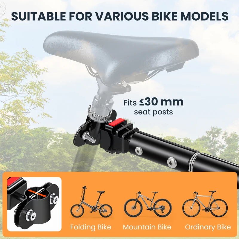 Aosom Folding Bicycle Cargo Trailer Utility Bike Cart Carrier Garden Patio Tool with Hitch Black