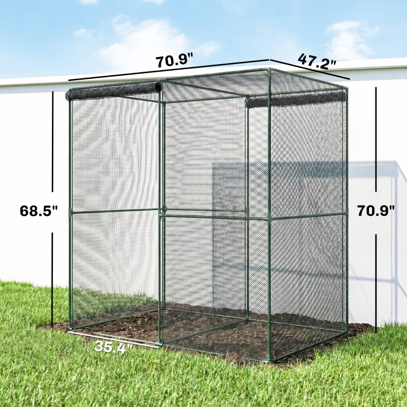 Outsunny 6' x 4' x 6' Crop Cage, Plant Protection Tent with Zippered Doors for Vegetable Garden, Backyard, Black