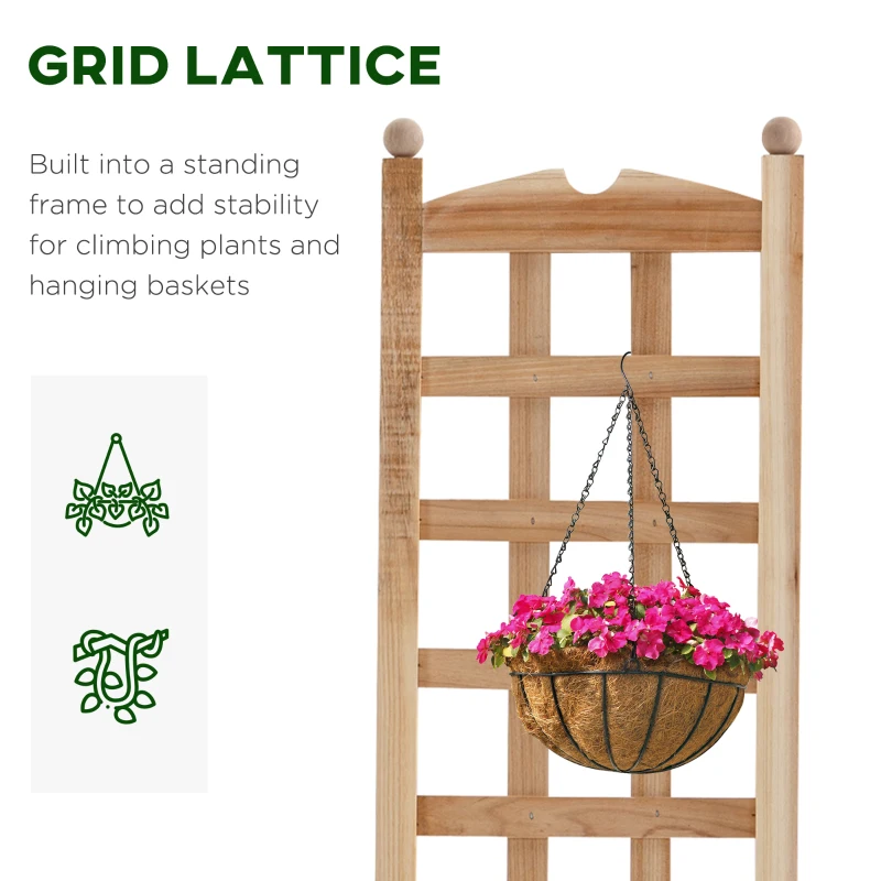 Outsunny Wooden Raised Garden Bed with Trellis, Outdoor Planter Box with Drainage Crevices for Climbing Vine Plants Flowers