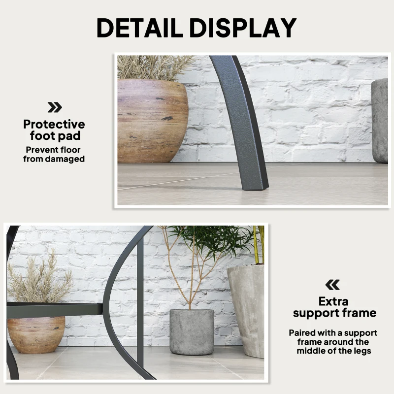 Outsunny Square Outdoor Patio Dining Table, Garden Table with Umbrella Hole, Slatted Metal Top for Backyard, Poolside, Dark Grey