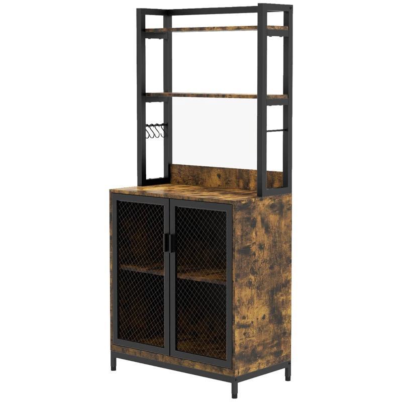 HOMCOM Industrial Baker's Rack Multi-tier Microwave Stand, Rustic Brown