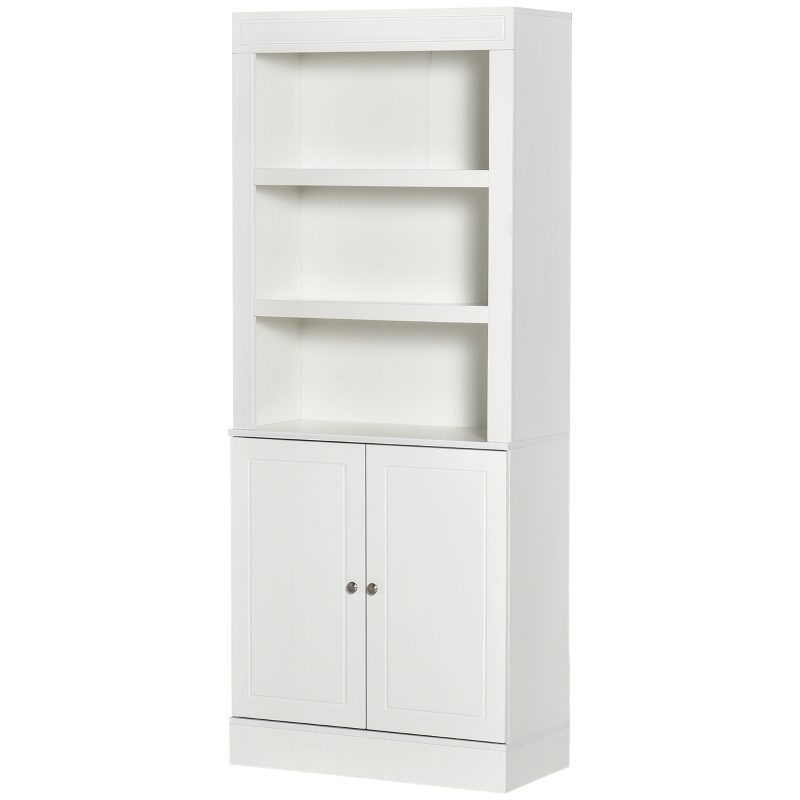 HOMCOM 72" Kitchen Buffet with Hutch, Freestanding Cupboard, Pantry with 6-Tier Shelving, 2 Doors Cabinet with Adjustable Shelves, White, Wood Grain