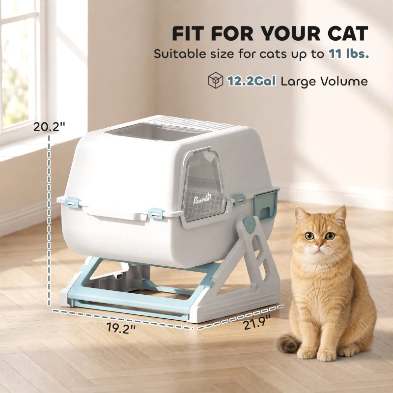 PawHut Cat Litter Box with Lid, Enclosed Cat Litter Box with Deodorization Bag & Drawer Pan, High Sides & Flip-to-Clean