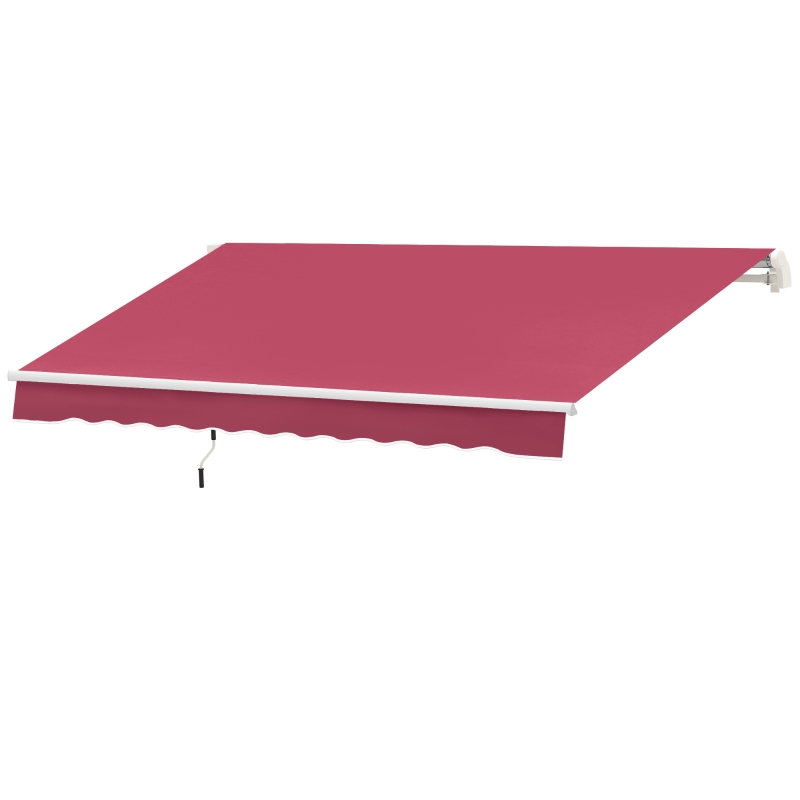 Outsunny 13' x 8' Retractable Awning, Patio Awnings, Sunshade Shelter w/ Manual Crank Handle, Wine Red