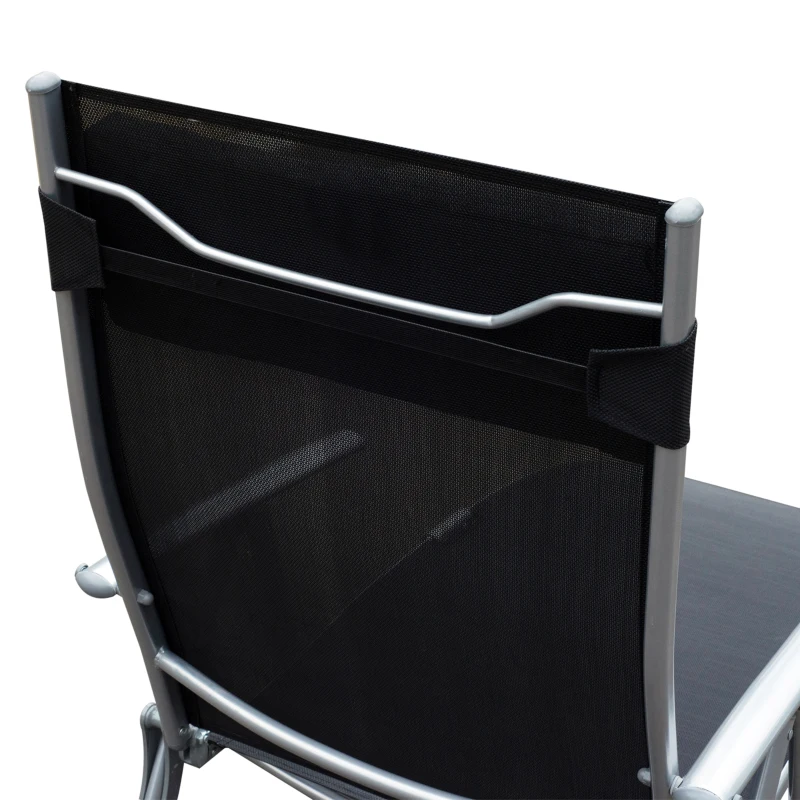 Outsunny Heavy-duty Adjustable Folding Reclining Chair Outdoor Sun Lounger Patio Chaise Lounge Garden Beach Gravity Lounge with Pillow, 7 Adjustable Backrest Positions, Black