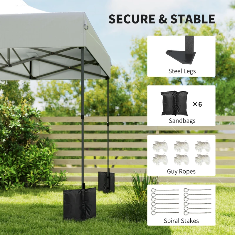 Outsunny 10 x 20 ft Pop Up Canopy Tent, Heavy Duty UPF50+ Outdoor Portable Instant Canopy Shelter with Wheeled Bag, White